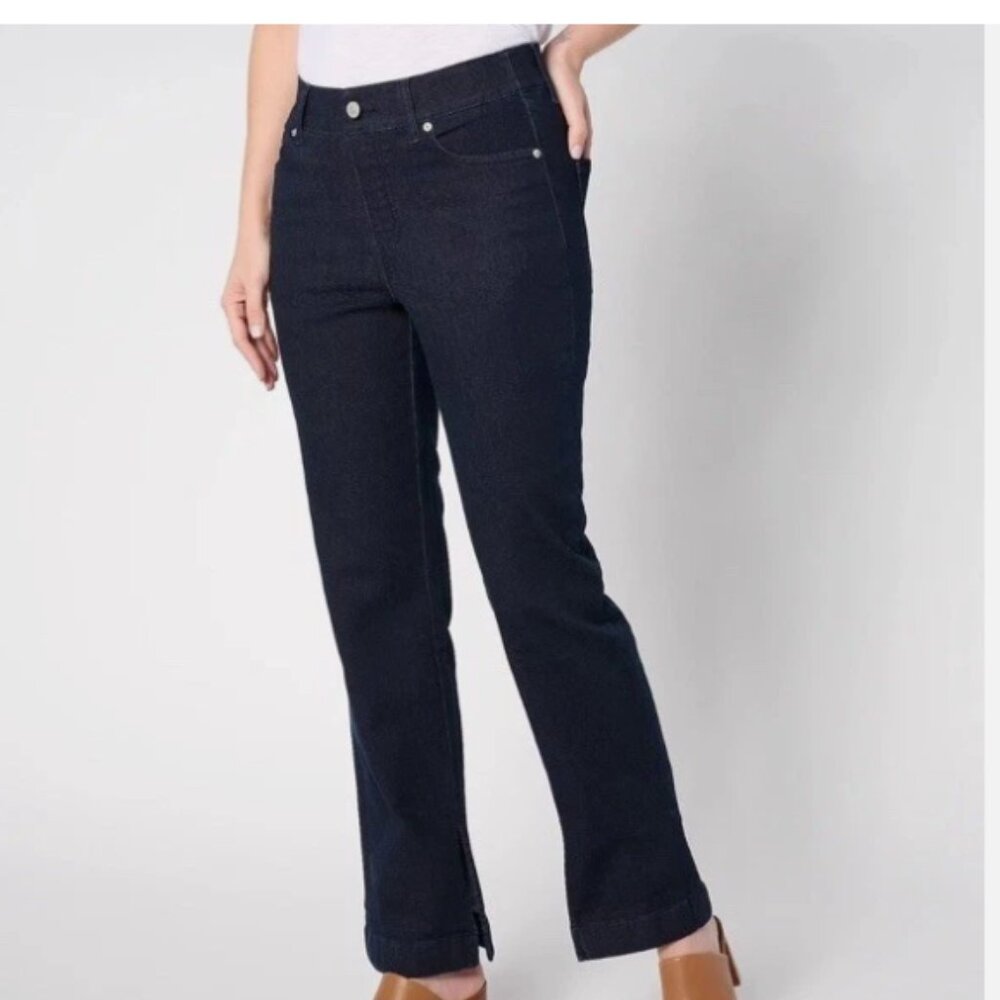 d&co Adaptive Pull On Straight Leg Jeans Dark Indigo 2 NWOT